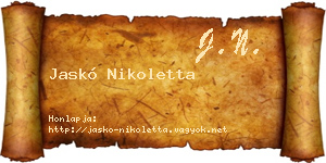 Jaskó Nikoletta névjegykártya