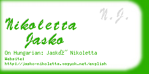 nikoletta jasko business card